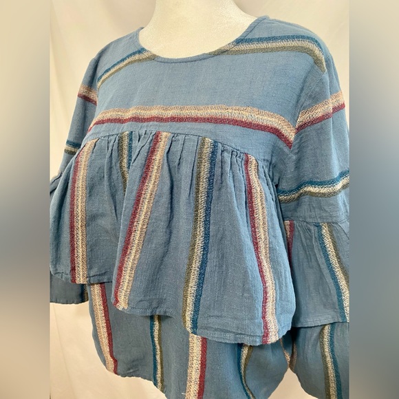 Talori Blue Embroidered Tired Top - Picture 5 of 8